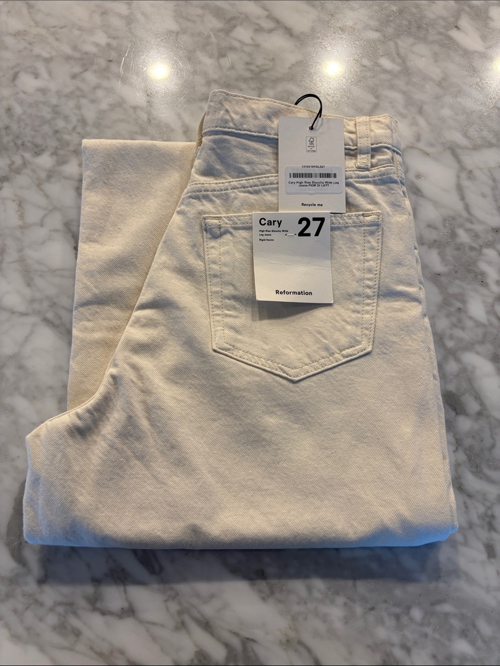 Reformation Cary High-Rise Straight Jeans in Cream - Picture 2 of 6
